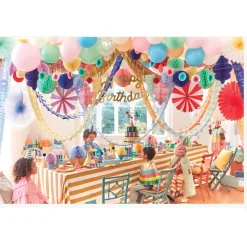Meri Meri Paper Plates, Size L, Striped Happy Birthday - Set of 8