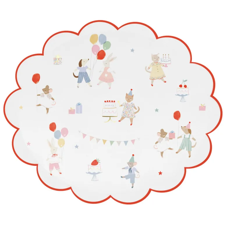Meri Meri Paper Plates, Size L, Animal Friends - Set of 8