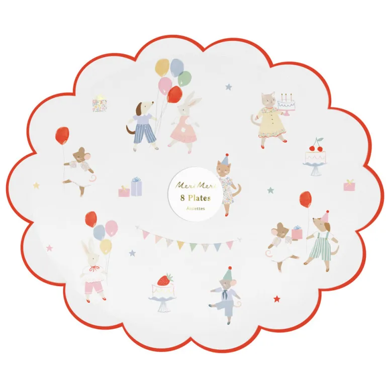 Meri Meri Paper Plates, Size L, Animal Friends - Set of 8