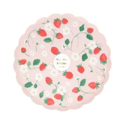 Meri Meri Paper Plates, Size L, Strawberry - Set of 8