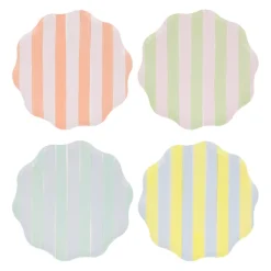 Meri Meri Paper Plates Size S, Pastel Stripe - Set of 8