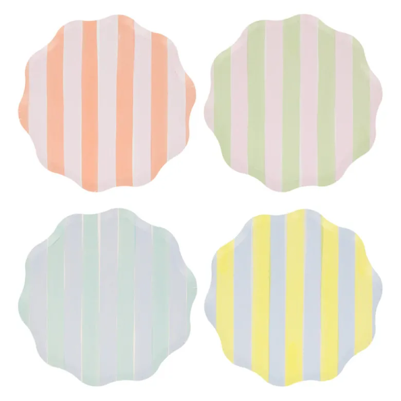 Meri Meri Paper Plates Size S, Pastel Stripe - Set of 8