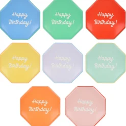Meri Meri Paper Plates Size L, Happy Birthday - Pack of 8.
