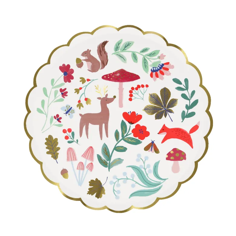 Meri Meri Paper Plates Size S, Winter Woodland - Set of 8