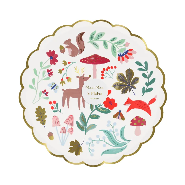 Meri Meri Paper Plates Size S, Winter Woodland - Set of 8
