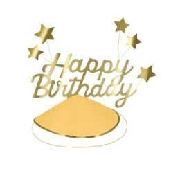Meri Meri Party Hats, Happy Birthday & Foil Star Party Hats - Set of 6