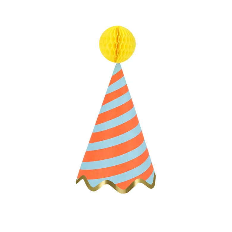 Meri Meri Party Hats, Stripe Design - Set of 8