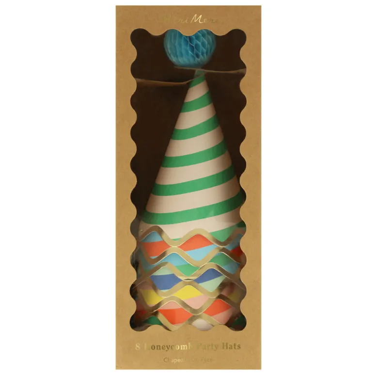 Meri Meri Party Hats, Stripe Design - Set of 8