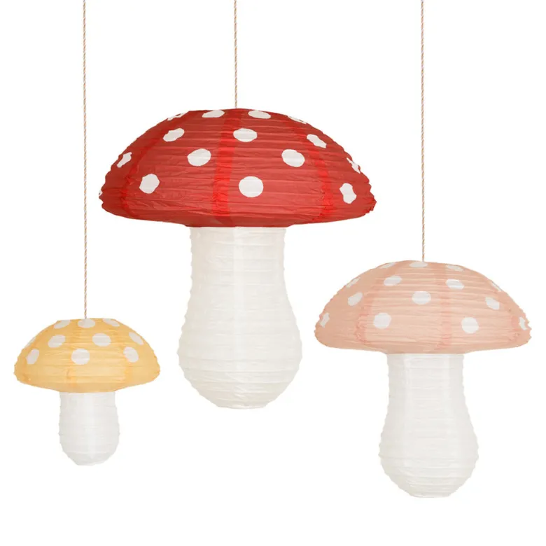Meri Meri Rice Paper Lanterns, Mushroom, Set of 3