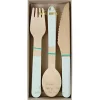 Meri Meri Wooden Cutlery Set, Toot Sweet - Mint - 24 Pieces