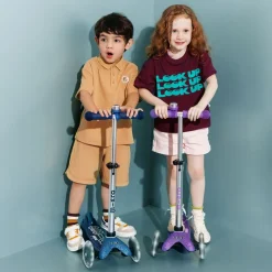 Micro Kick Scooter, Mini Deluxe Galaxy Glitter LED - Navy Blue