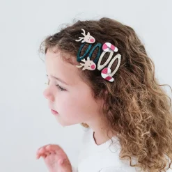 Mimi & Lula 4 Hair Clips, Rudolph & Candy Christmas
