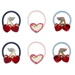 Mimi & Lula 6 Hair Elastics, Mini Red Cherries Mon Cheri