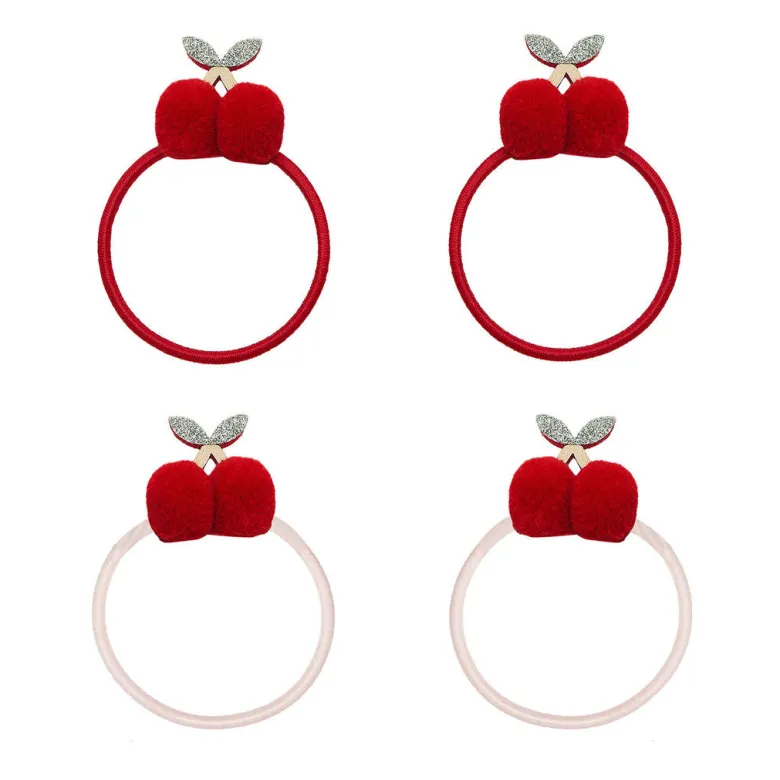 Mimi & Lula 4 Hair Elastics, Pom Pom Cherries Mon Cheri