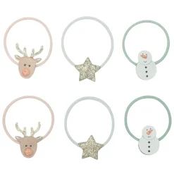 Mimi & Lula Hair Accessories, 6 Hair Elastics - Reindeer Christmas