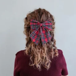 Mimi & Lula Hair Accessories, 2 Hair Bows - Red Tartan Agnes Pony Pals