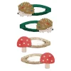 Mimi & Lula Hair Accessories, 4 Hair Clips - Harry Hedgehog Mushroom Village