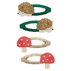 Mimi & Lula Hair Accessories, 4 Hair Clips - Harry Hedgehog Mushroom Village