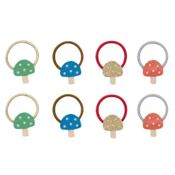 Mimi & Lula Hair Accessories, Set of 8 Hair Elastics – Mini Toadstool Mushroom Village