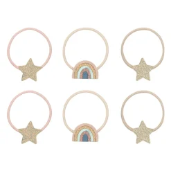 Mimi & Lula Hair Accessories, 6 Hair Ties - Rainbow & Star Celeste