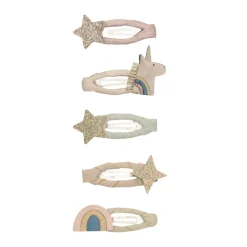 Mimi & Lula Hair Accessories, 5 Hair Clips - Mini Unicorn Celeste