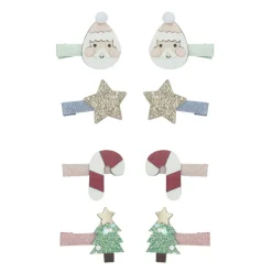 Mimi & Lula Hair Clips, Set of 8 - Mini Santa Christmas