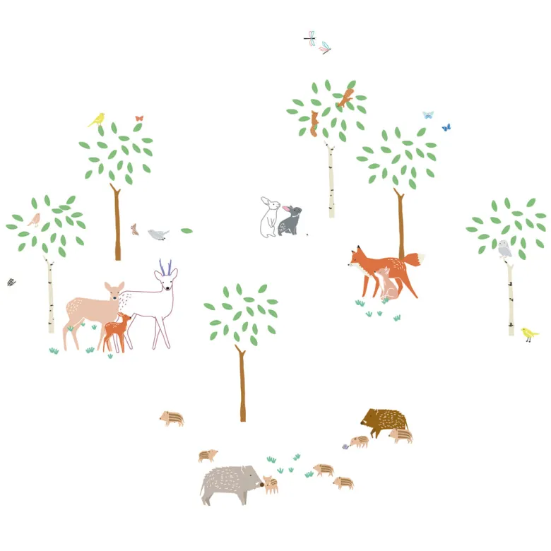 Mimi Lou Wall Sticker, Forest Animals