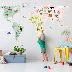 Mimi Lou Wall Sticker, Giant World Map