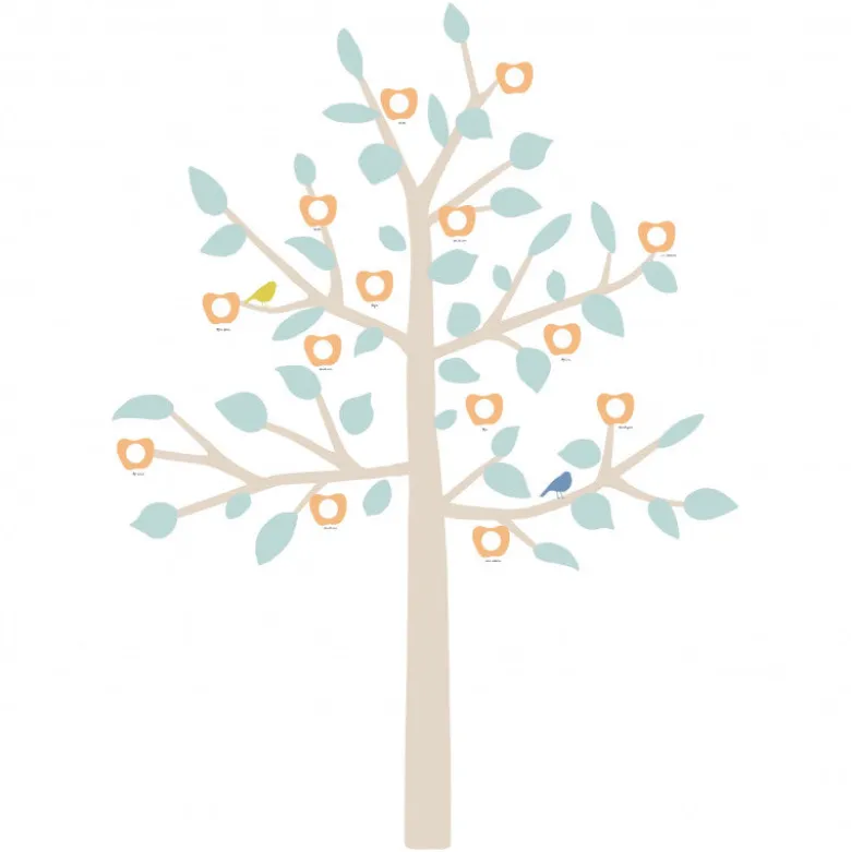 Mimi Lou Wall Sticker, Giant Family Tree - Baby Blue