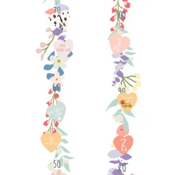 Mimi Lou Wall Sticker, Growth Chart with Milestone Markers - Spring Flowers with Danish Text