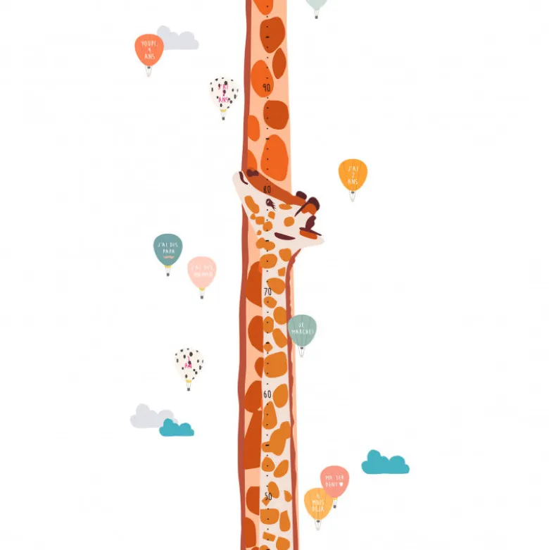 Mimi Lou Wall Sticker, Height Chart - Safari with Danish Text
