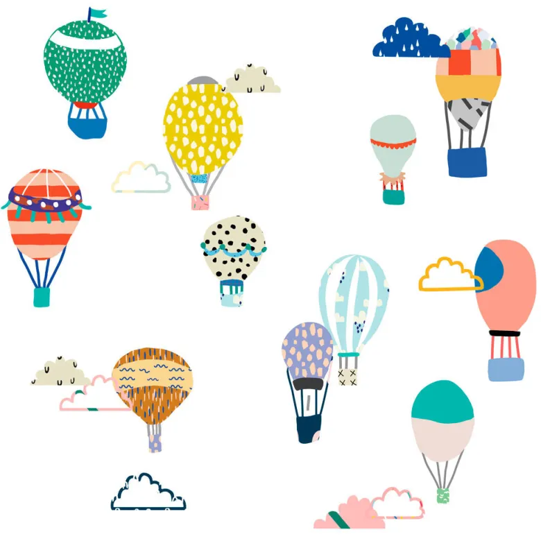 Mimi Lou Wall Sticker, Small Hot Air Balloons