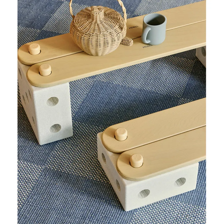 Modu Balance Track, Wooden and Foam Block Balancing Course - Sand Grey/ Honey Yellow