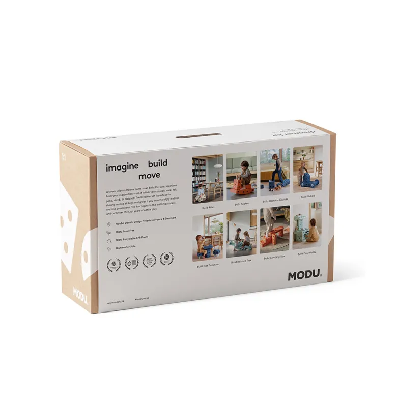 Modu Foam Building Toys, Dreamer Set, 34 Pieces - Sand Grey / Honey Yellow