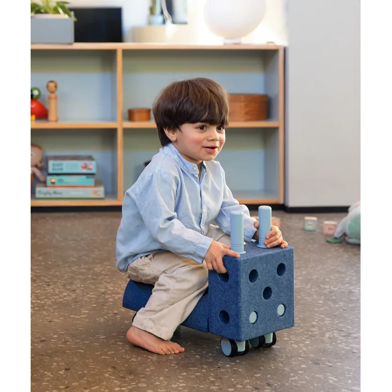 Modu Tiny Ride, Foam Activity Toy, 10 Pieces - Deep Blue/Sky Blue