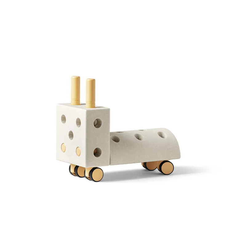 Modu Tiny Ride, Foam Activity Toy, 10 Pieces - Sand Grey / Honey Yellow