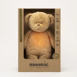 Moonie 2.0, Organic Humming Bear with Pink Noise and Lamp - Cappuccino
