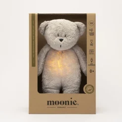 Moonie 2.0, Organic Humming Bear with Pink Noise and Nightlight – Grey