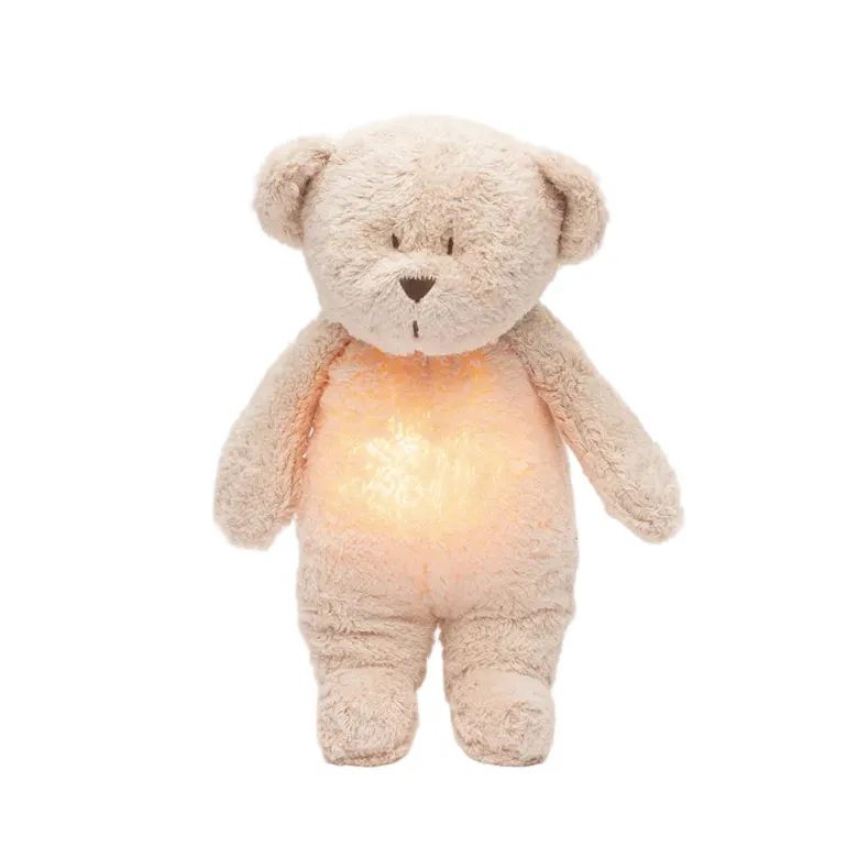 Moonie 2.0, Organic Humming Bear with Pink Noise and Lamp - Rose