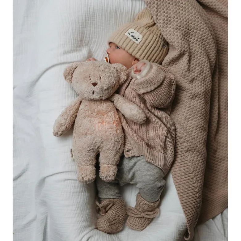Moonie 2.0, Organic Humming Bear with Pink Noise and Lamp - Rose