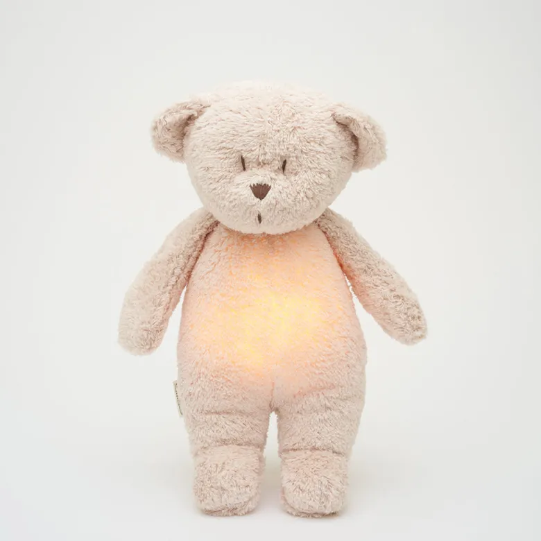 Moonie 2.0, Organic Humming Bear with Pink Noise and Lamp - Rose