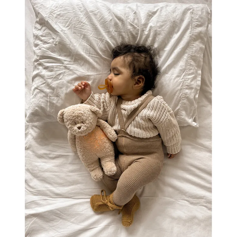 Moonie 2.0, Organic Humming Bear with Pink Noise and Lamp - Sand