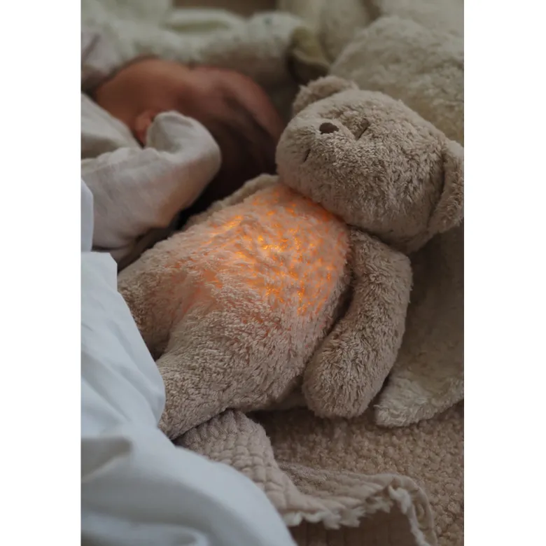 Moonie 2.0, Organic Humming Bear with Pink Noise and Lamp - Sand