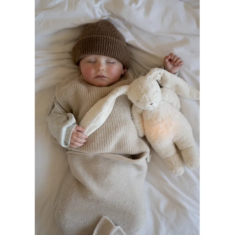Moonie 2.0, Organic Humming Bunny with Pink Noise and Lamp - Cappuccino