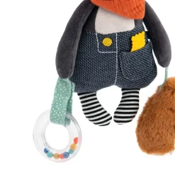 Moulin Roty Activity Toy Animal with Hanger - Dog Puce