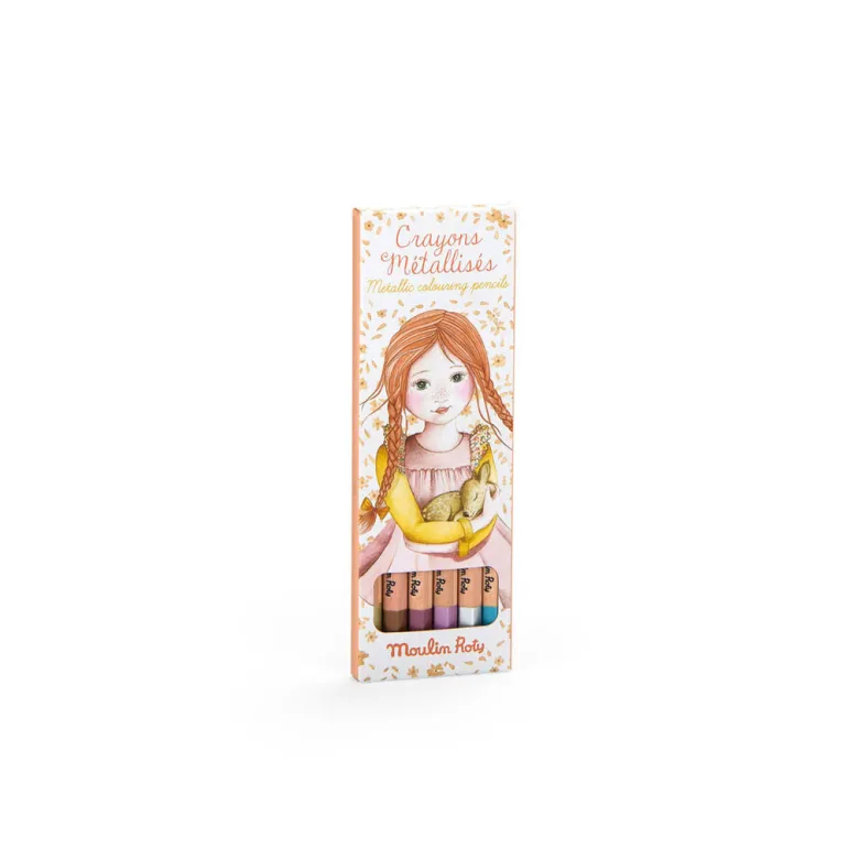 Moulin Roty Colored Pencils 6 pcs, Metallic - Les Rosalies
