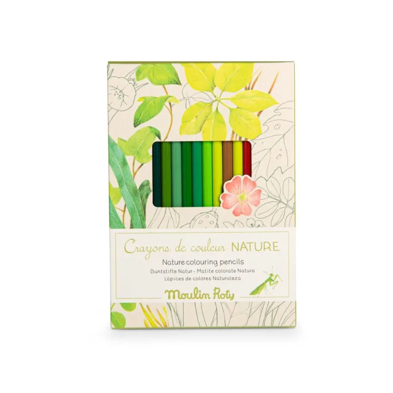 Moulin Roty Colored Pencils, Set of 12, Natural - Le Jardin du Moulin