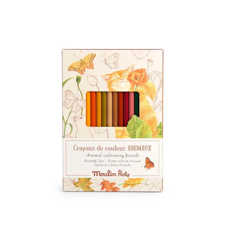Moulin Roty Colored Pencils Set of 12, Animals - Le Jardin du Moulin