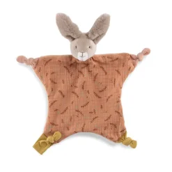 Moulin Roty Comfort Blanket, Bunny Muslin - Terracotta