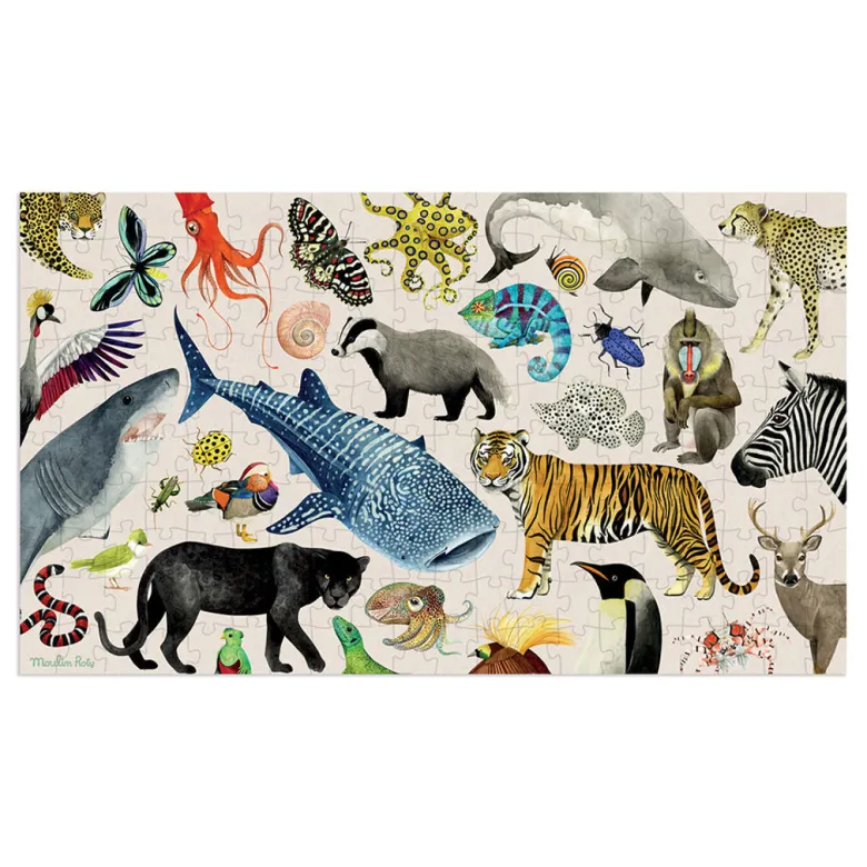 Moulin Roty, 200-Piece Puzzle - Animals of the World